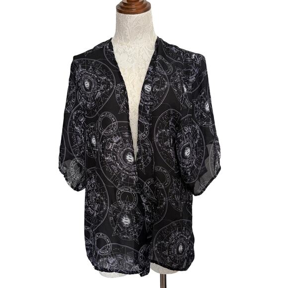 Blackheart spell circle sheer kimono cardigan gothic witchy small ( oversized ) - Picture 4 of 11